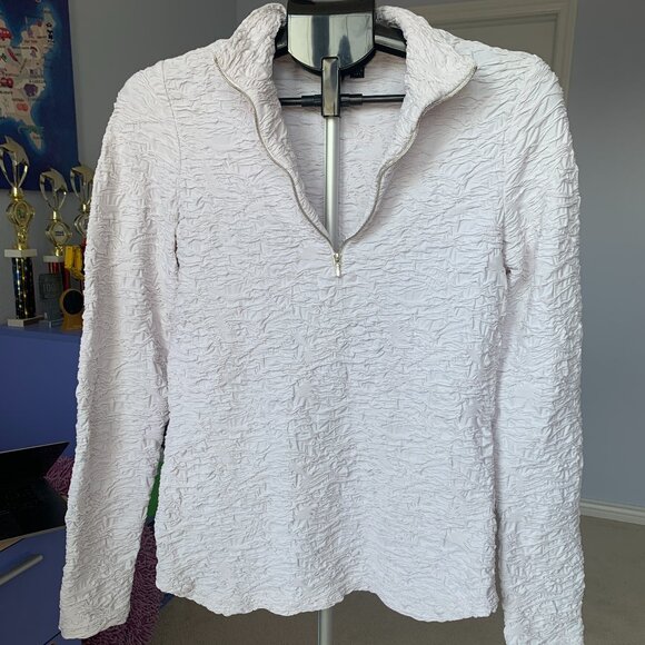 Sno Skins Tops - Sno Skins Active Womens Sz L Long Sleeve 1/4 Zip Top Pullover Textured White